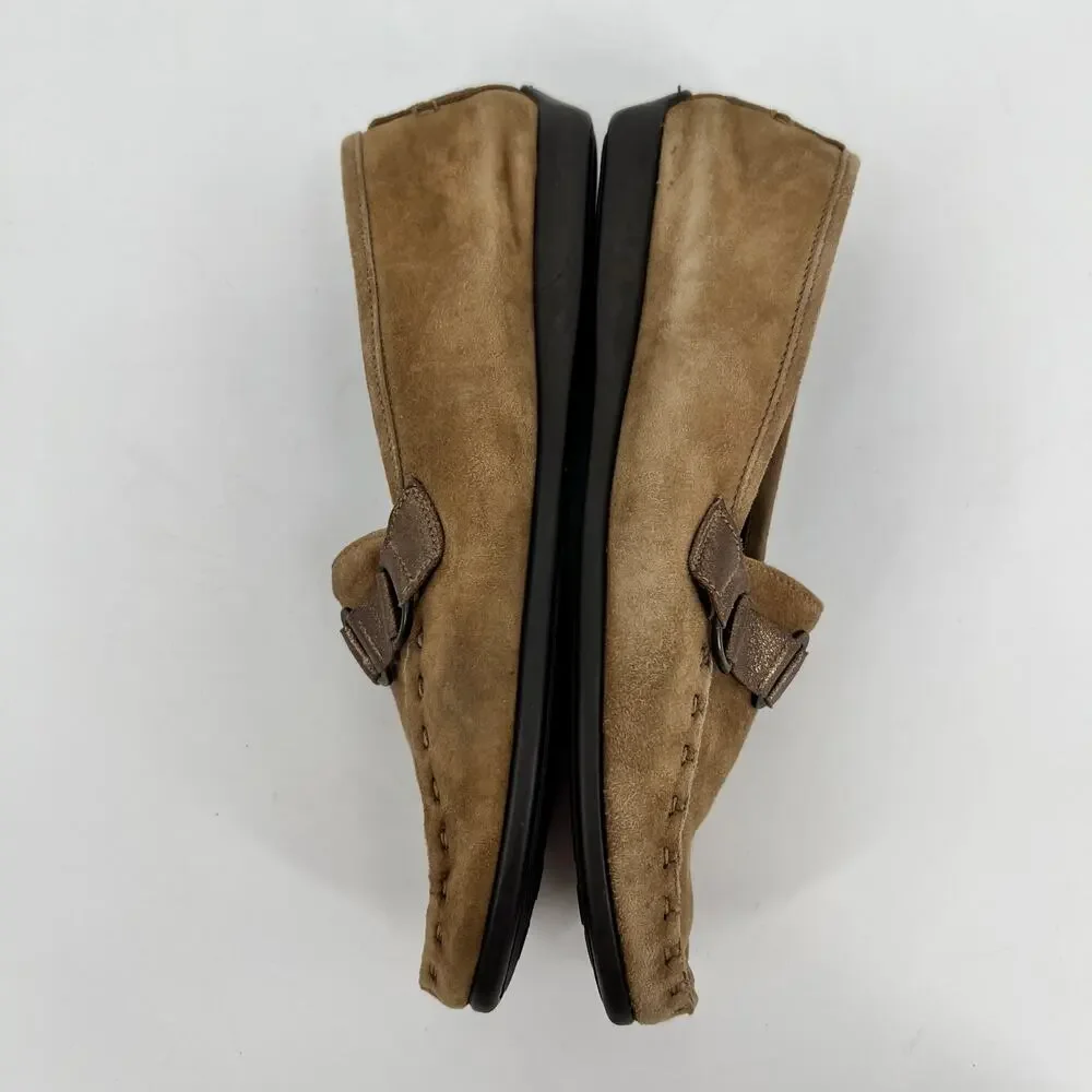 AGL Attilio Giusti Leombruni Loafer Moccasin Women 39 US 8-8.5 Tan Suede Leather